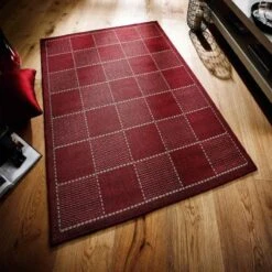 Oriental Weavers Checked Flatweave Red Rug