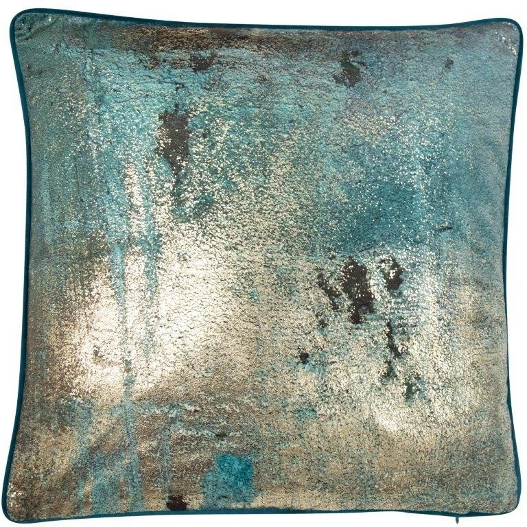 Malini Brisk Teal & Gold Cushion 45cm X 45cm 1 Malini Brisk Teal & Gold Cushion 45cm X 45cm